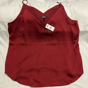 NWT Express tank top, red lace v neck